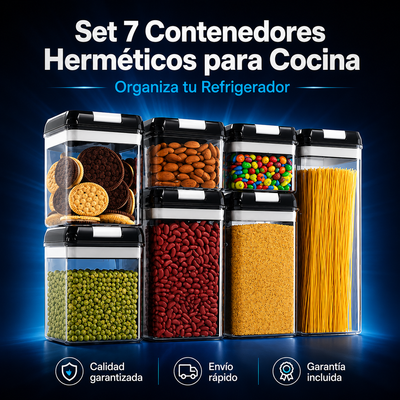 Set 7 Contenedores Herméticos para Cocina – Organiza tu Refrigerador