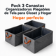 Pack 3 Canastas Organizadoras Plegables de Tela para Closet