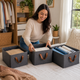 Pack 3 Canastas Organizadoras Plegables de Tela para Closet